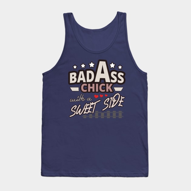 Bad Ass Chick, Badass Girl but Sweet Woman Tank Top by tatzkirosales-shirt-store